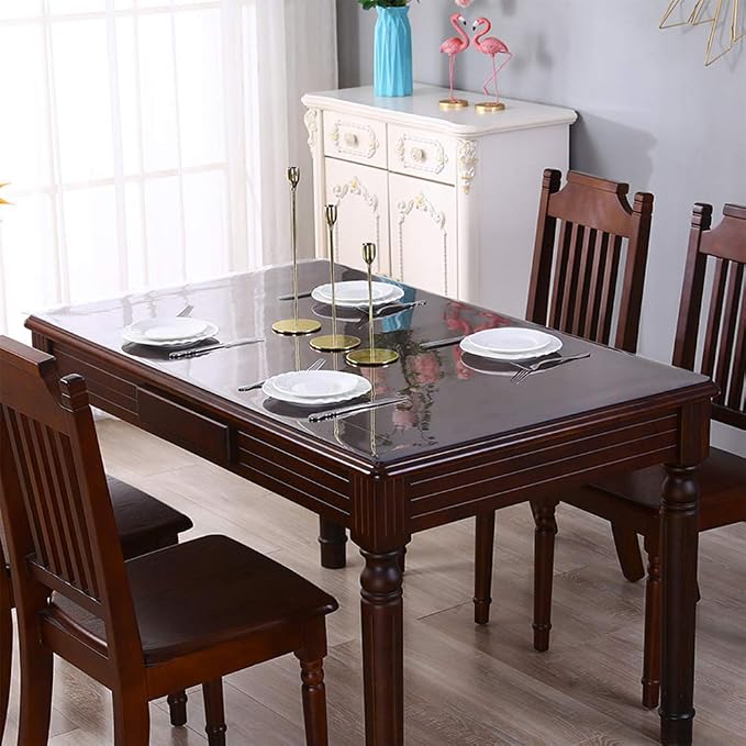 Clear Plastic Dining Table Protector 42x76 Inch Desk Pad Mat Wooden Furniture - Image 3