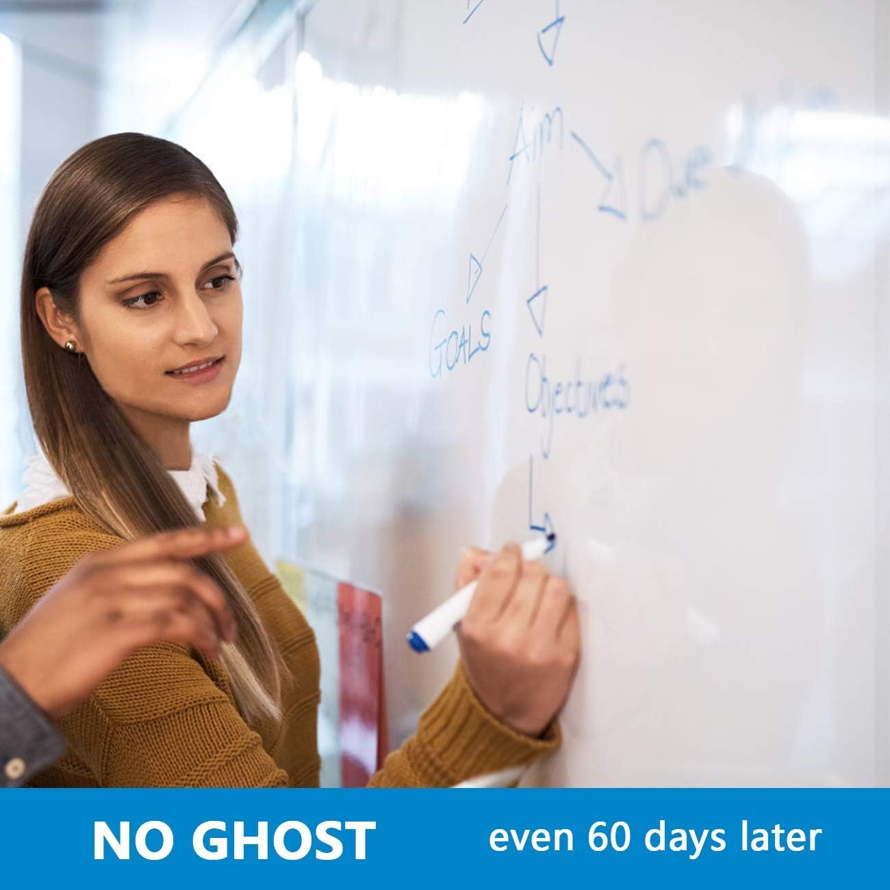 AFMAT Whiteboard Sticker, 36" x 24" Dry Erase Wallpaper, Stain-Proof & Super Sticky, No Ghost After 60 Days, Peel and Stick White Board Adhesive Paper Roll for Home/Office/Classroom, 3 Markers