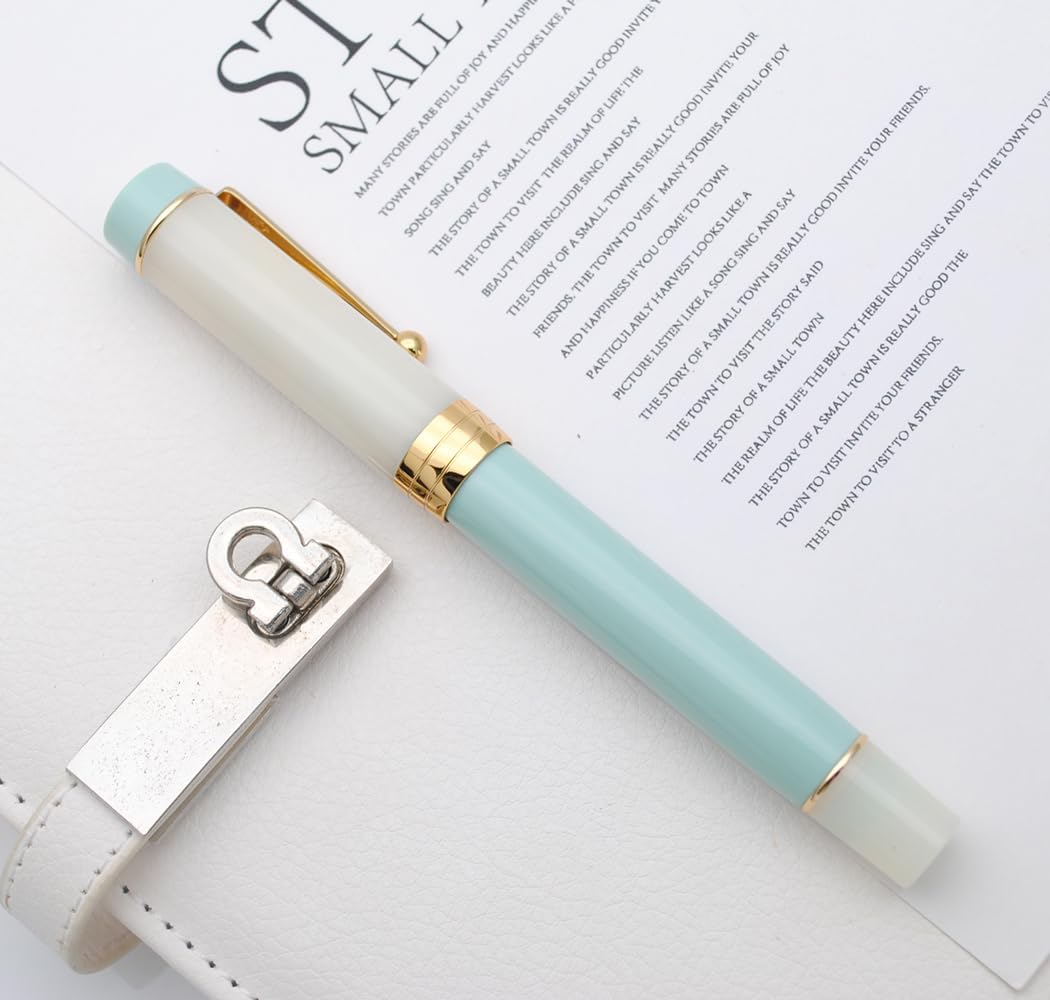 JINHAO 100 Fountain Pen with Ink Converter (Medium Nib 0.7mm, Light Green)