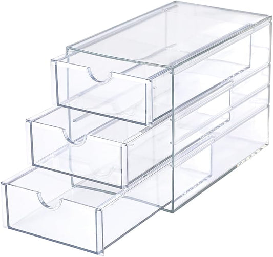 Hipiwe 3 Drawers Acrylic Drawer Organizer Clear Desktop Organizer by Hipiwe