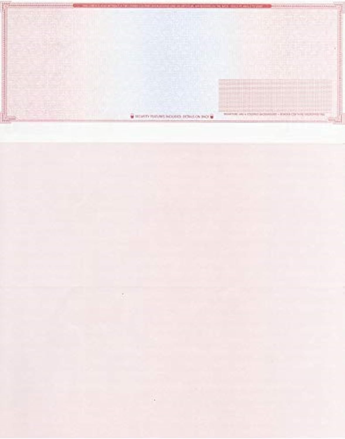 2000 Blank Check Stock - Check on Top Mazed - Paper Weight # 70"High Security" Check Paper Red/Blue Mazed