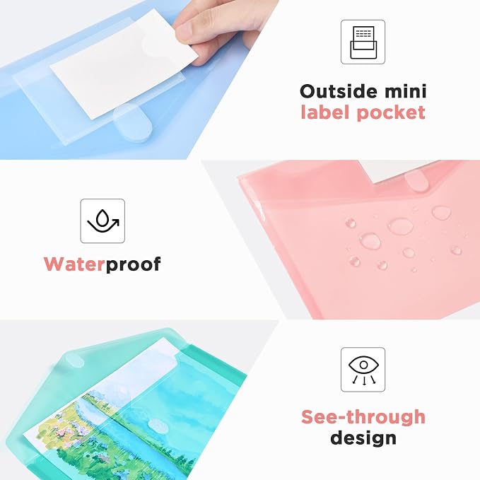 Sooez 10 Packs Plastic Envelopes Plastic File Folders, Fresh Colors - Image 6