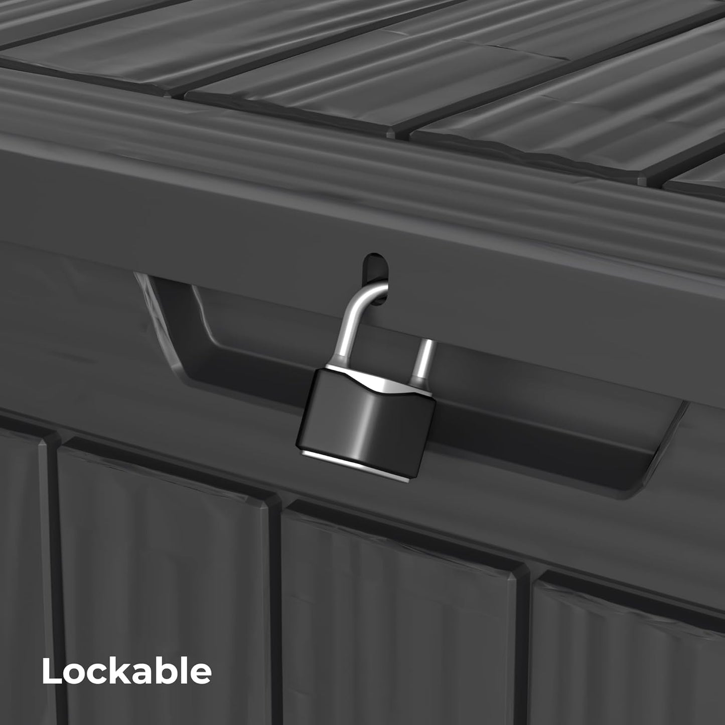 35 Gallon Outdoor Storage Box Waterproof Lockable Resin Deck Box Large, Patio Storage Bin for Pool Accessories Cushion Furniture, Garden Tools, UV-Resistant Outside Delivery Black