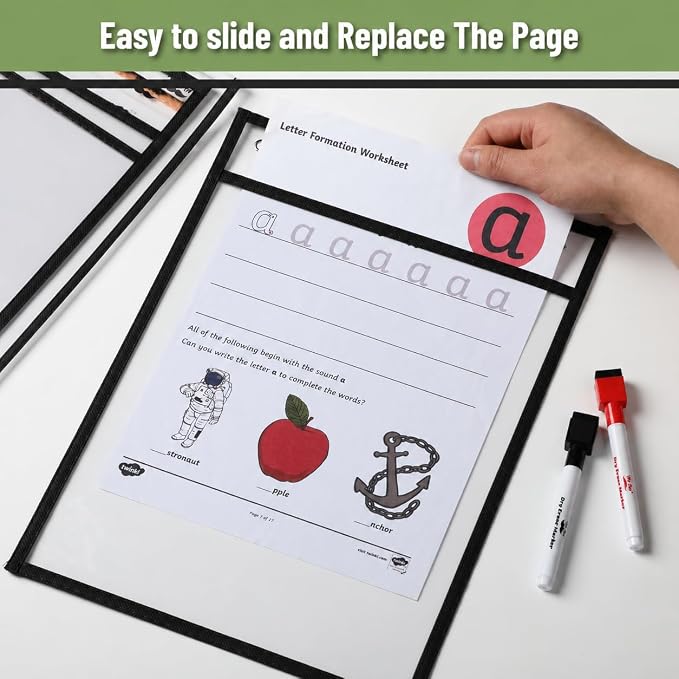Mr. Pen- Large Reusable Dry Erase Pockets, 24 Pack, Classroom Supplies - Image 4