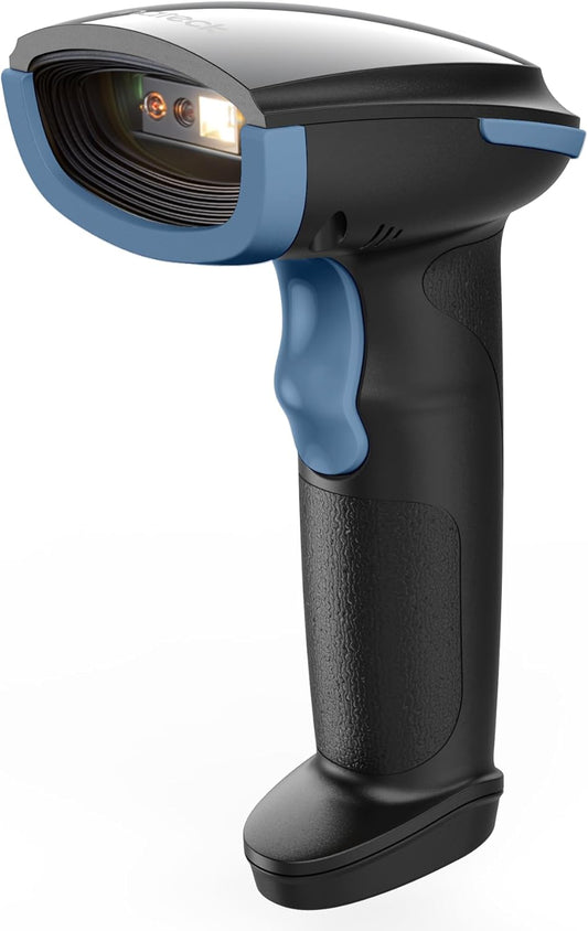 Inateck 2D Barcode Scanner, Wireless Bluetooth QR Barcode Scanner, Handheld Scanner with APP and SDK, 1 Charge for 3 Months, BCST-23 Blue