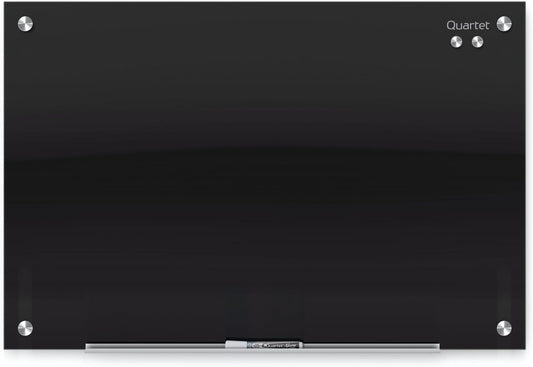 Quartet Glass Whiteboard, Magnetic Dry Erase White Board, 72" x 48', Black Surface, Infinity (G7248B)