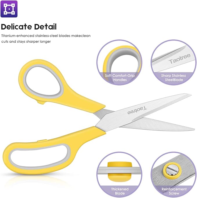 Scissors Bulk Set 20-Pack, Taotree 8" All Purpose Scissors - Image 4