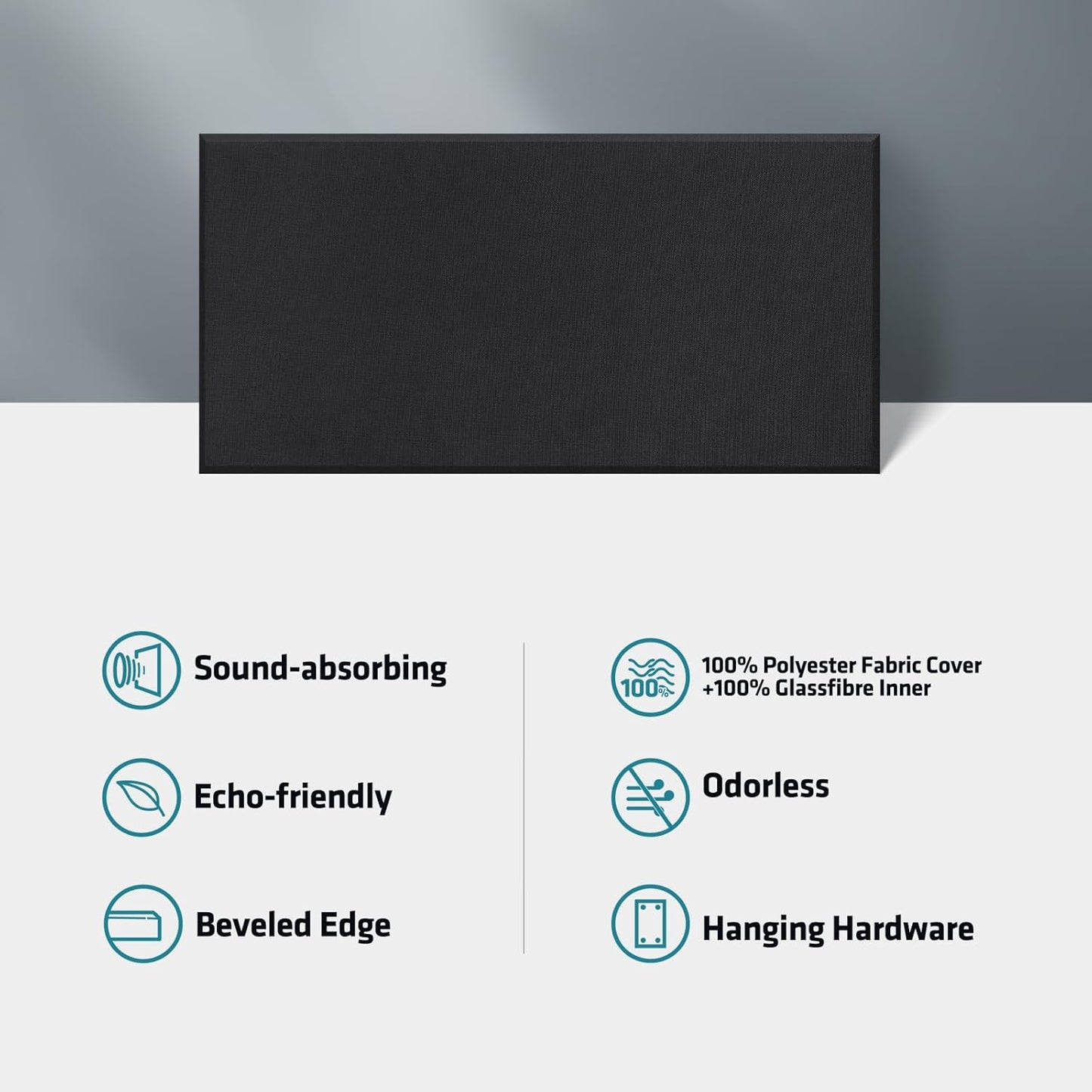 UMIACOUSTICS 4 PCS Acoustic Panels with Hanging Bracket, 2” Thick Fiberglass Sound Proof Panels Removable for Studios, Office, Home Theater Ceiling or Wall- Black