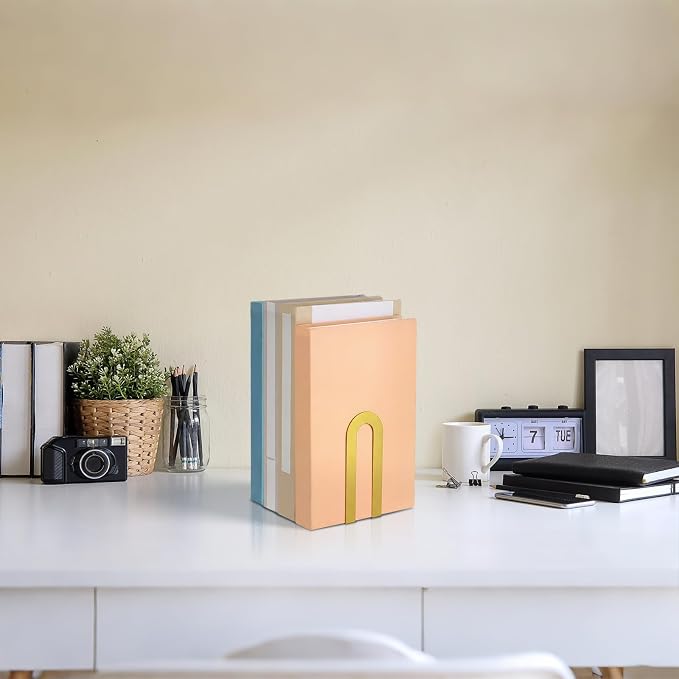 Chunful 24 Pcs Gold Modern Metal Book Ends - Image 7