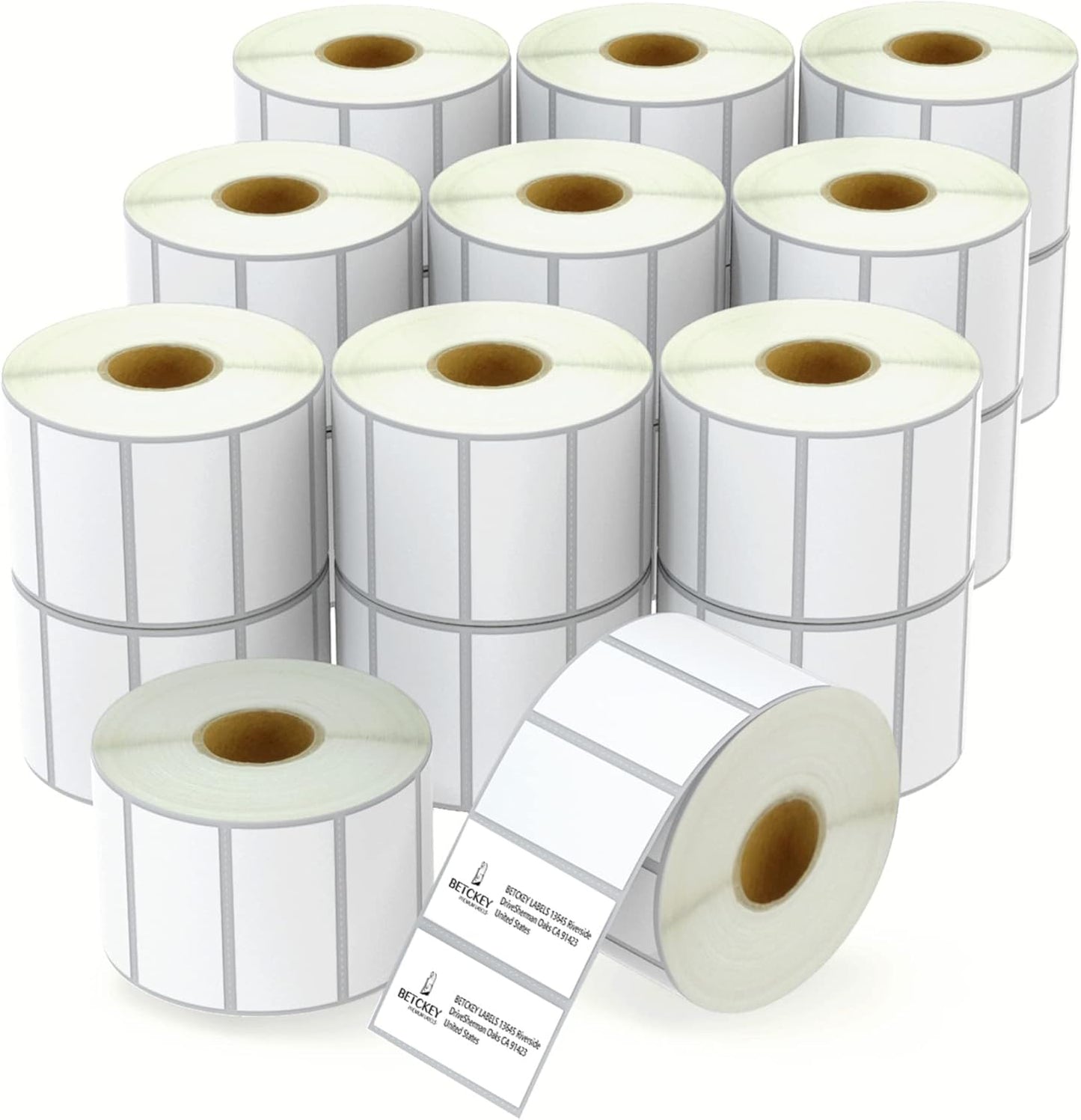 BETCKEY - 2.25" x 1" (57 mm x 25 mm) File Folder & Multipurpose Labels Compatible with Zebre/Rollo Label Printer,Premium Adhesive & Perforated [20 Rolls, 30000 Labels]