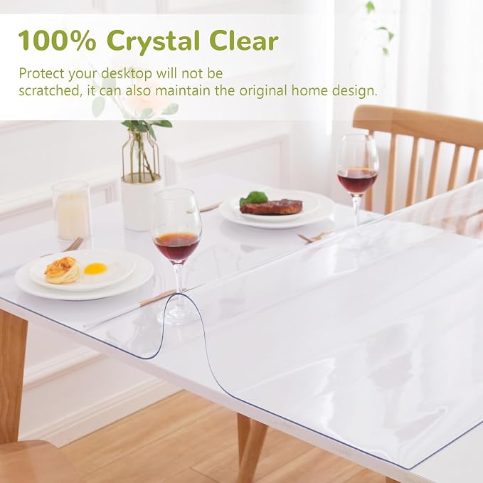 24 x 55 Inch Clear Table Cover Protector, 1.5mm Plastic Table Cover, Waterproof - Image 5