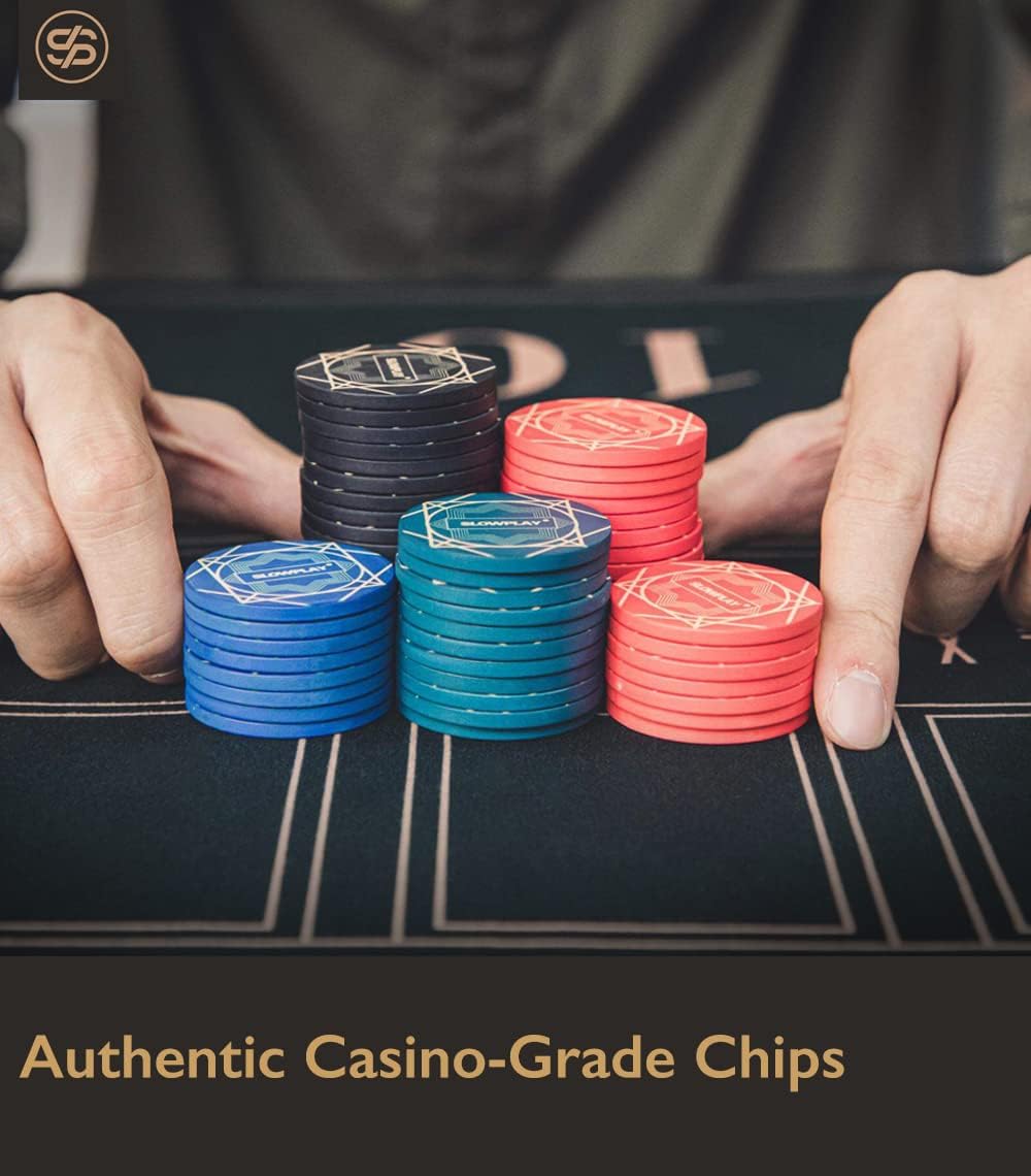 SLOWPLAY Nash Ceramic Poker Chips in Bulk, Casino Grade Ceramic 10-Gram Poker Chip for Texas Hold'em, 39mm Professional Chips Pack of 50 with Denomination of 25