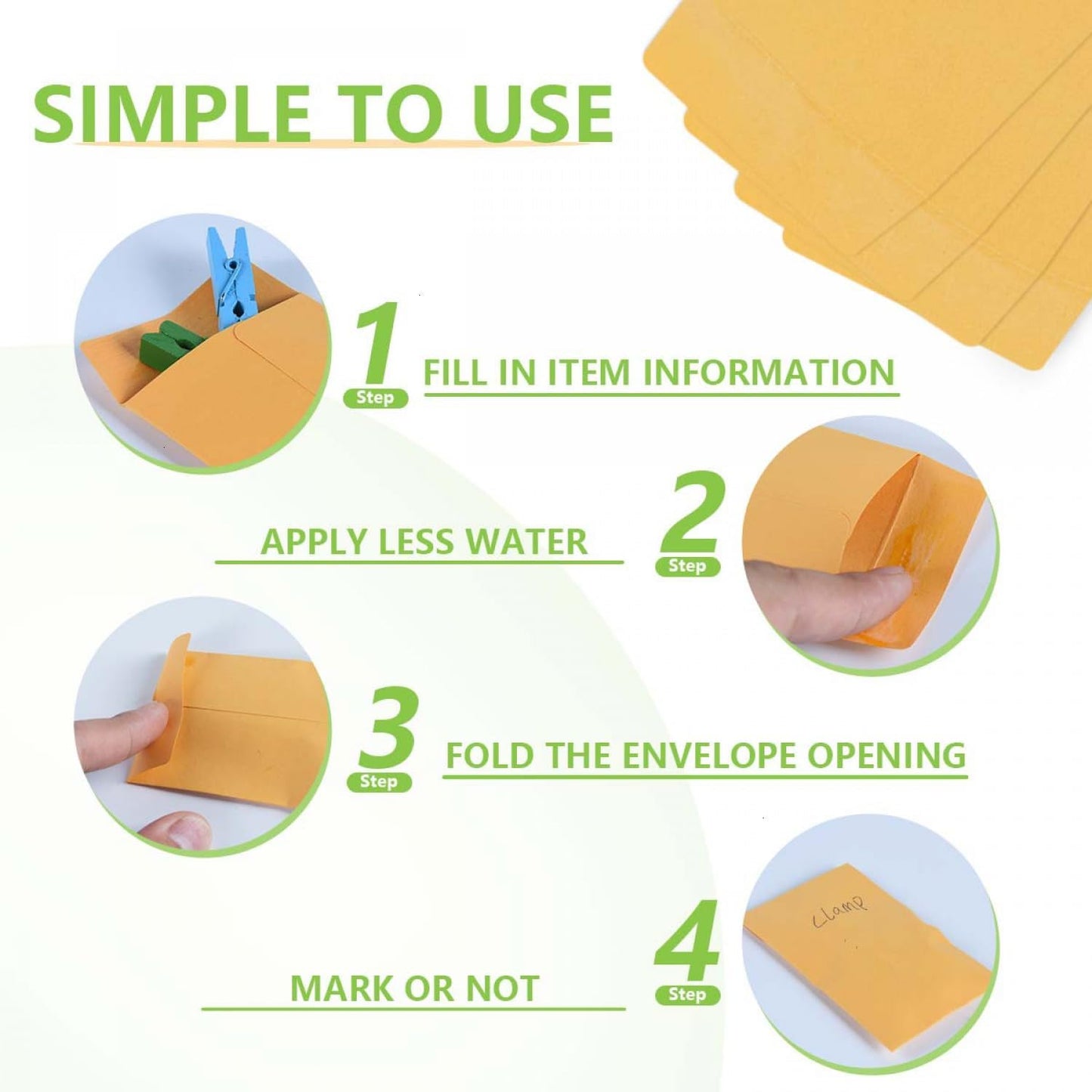 SenseYo 100 Pack Small Coin Seed Mini Tip Envelopes for Coin, Cash, Key, Seed with Gummed Flap, 2.25" x 3.5"