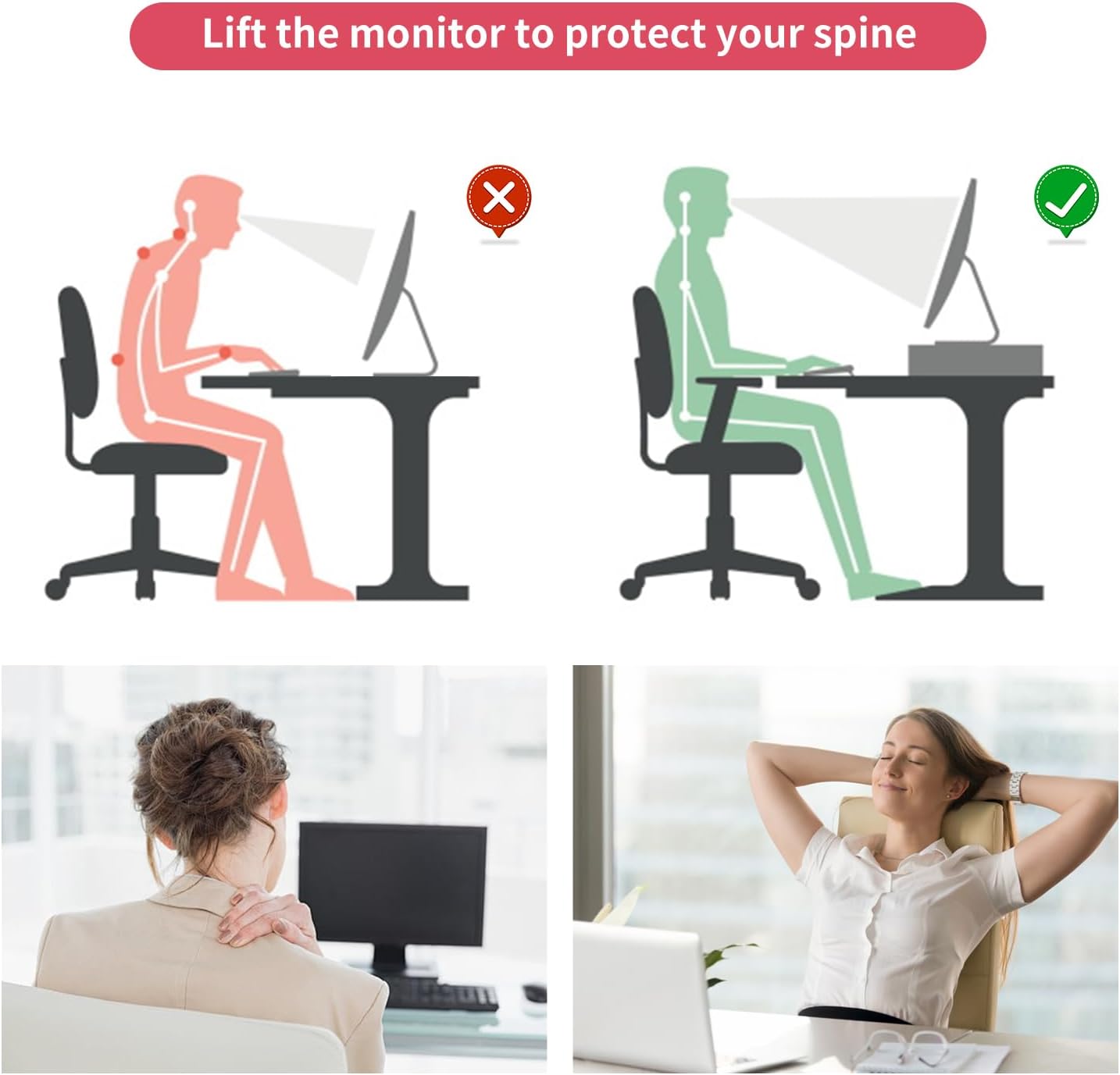 gianotter Desk Organizers and Accessories, Monitor Stand with Drawer and 2 Pen Holder, Desktop Organizer Suitable for Offices and Dormitories (Pink)