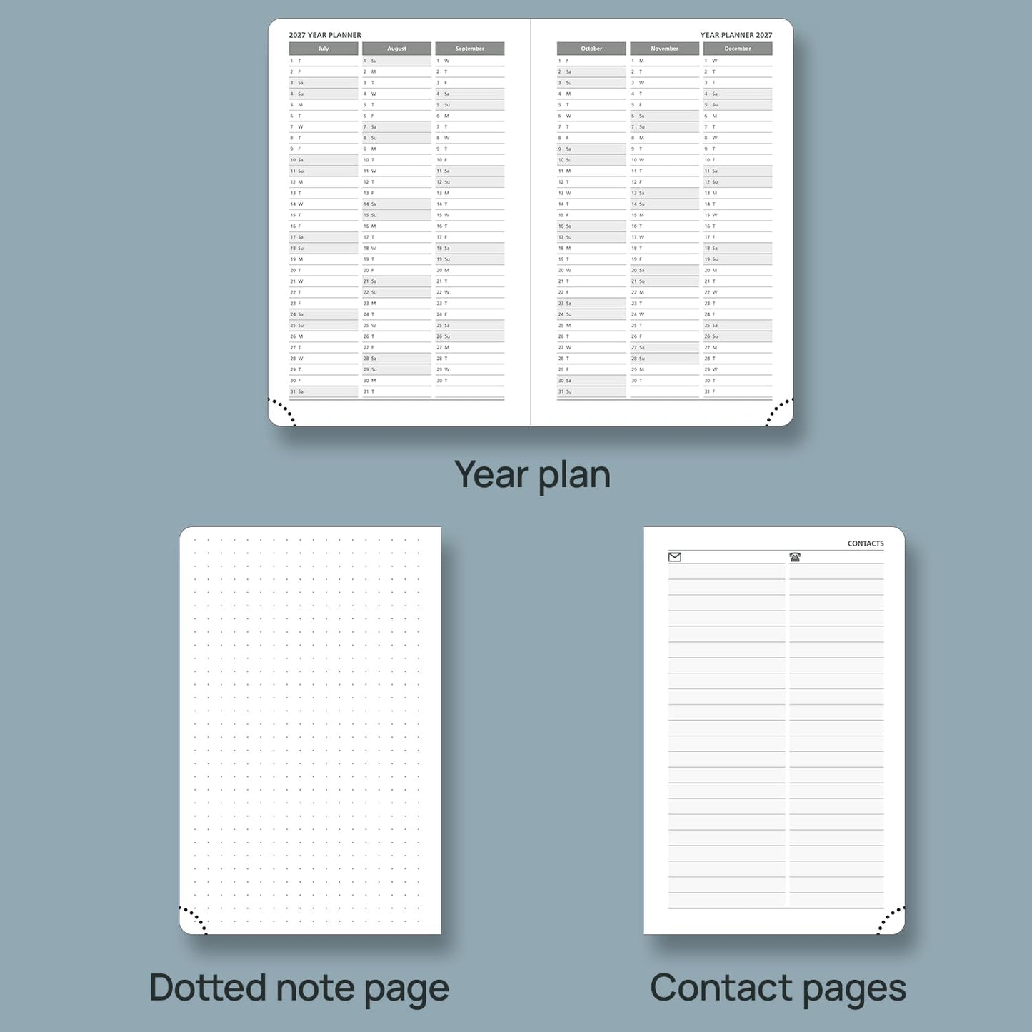 POPRUN 2026 Daily Planner One Page Per Day A6 Size Calendar (4.25" x 6.25") - 12 Months Hourly Appointment Book with Hardcover, Monthly Tabs, Pocket, Pen Holder - Black