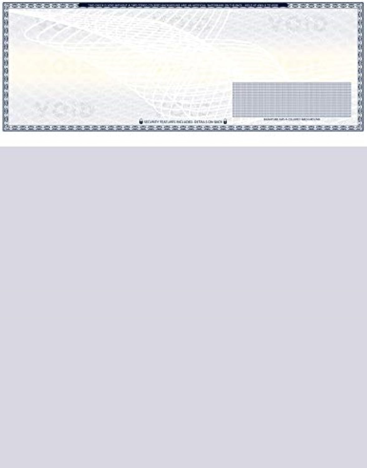 500 Blank Check Stock - Check on Top Art Deco- Paper Weight # 70"High Security" Check Paper Dark Blue Art Deco