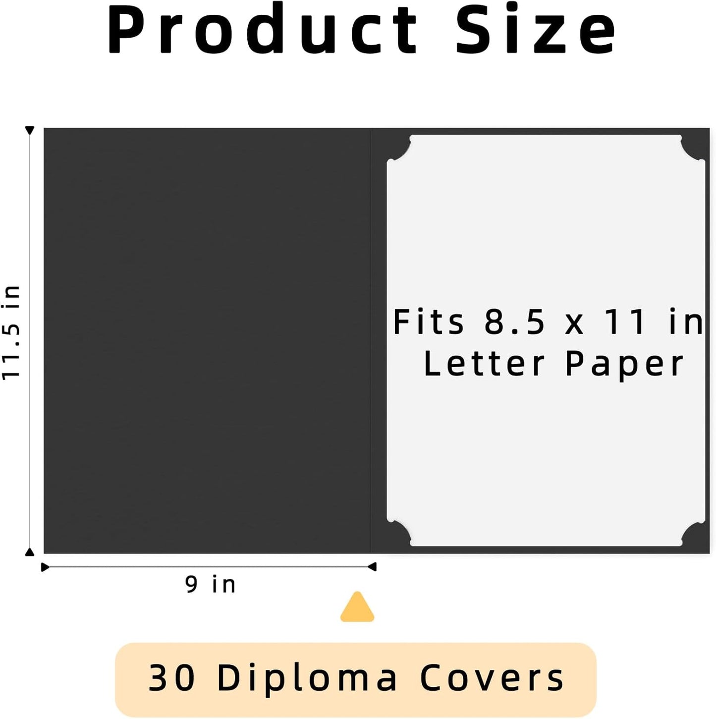 HAUTOCO 30 Pcs Certificate Holders, Black Diploma Folders Document Covers with Gold Foil Border for Letter Size 8.5x11 Cardstock, Award, Graduation
