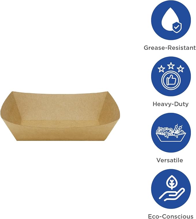Karat FP-FT250K Kraft Paper Food Serving Tray, 2.5lb Capacity, - Image 3