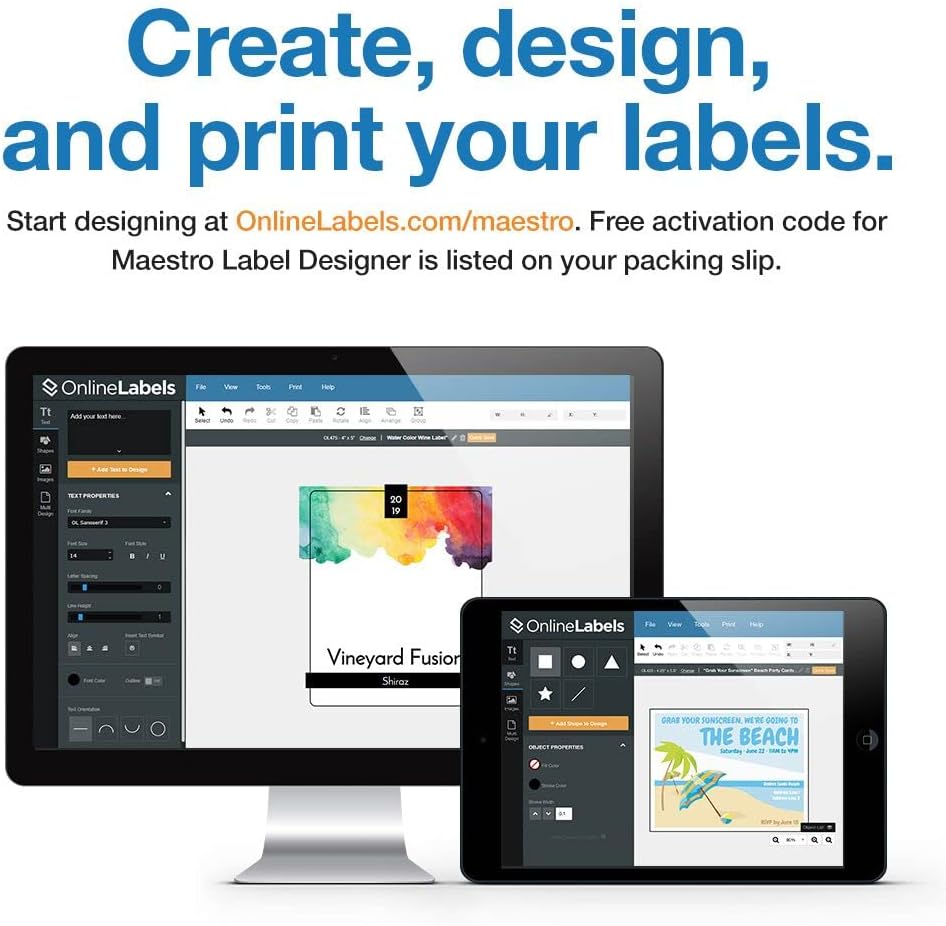 4 x 4 Square Label - Pack of 4,000 Labels, 1,000 Sheets - Inkjet/Laser Printer - Online Labels