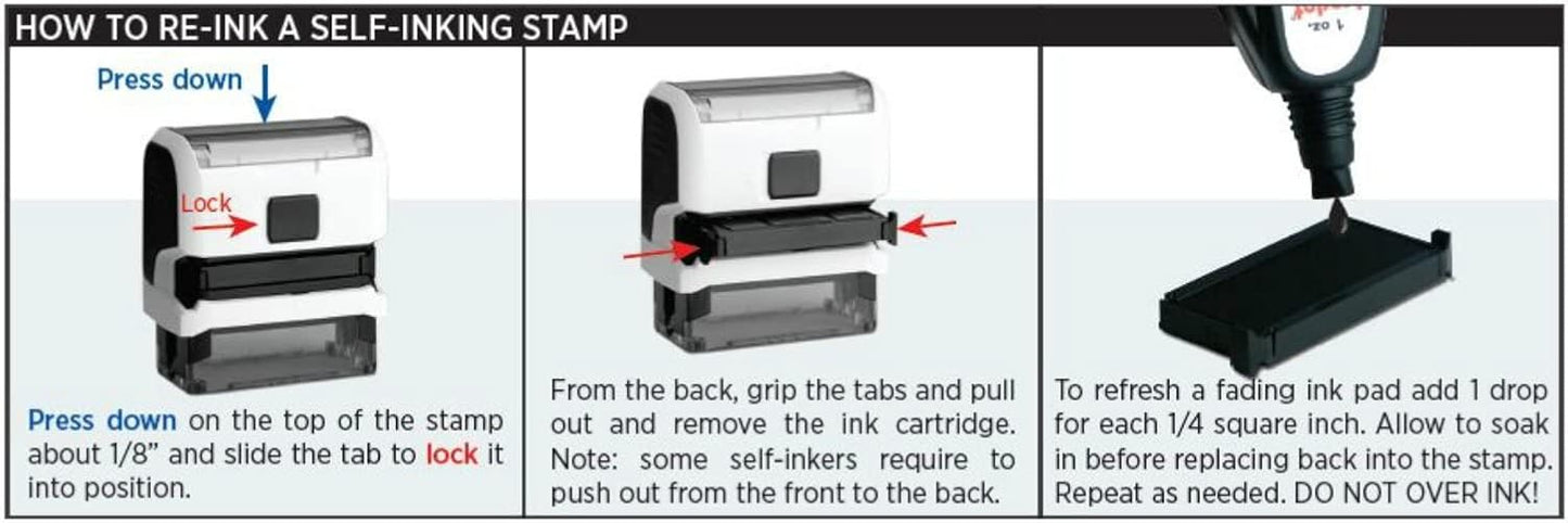 Infusion Self-Inking Custom Rubber Stamp (Personal or Business Use) - Choose from 16 Colors (13/16" x 13/16")