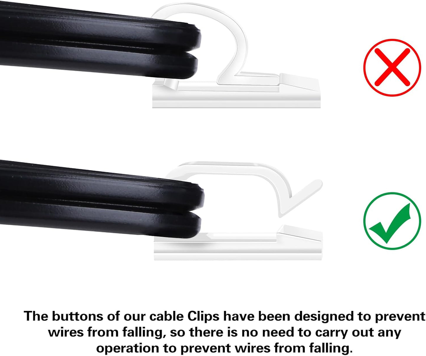 60 PCS XHF 3/4” Adhesive Cable Wire Clips Clear, Cable Staples Outdoor Cable Management Wire Organizer Cord Holder for Under Desk, Car, Wall, TV PC Ethernet Cable WCL7-clear-60p