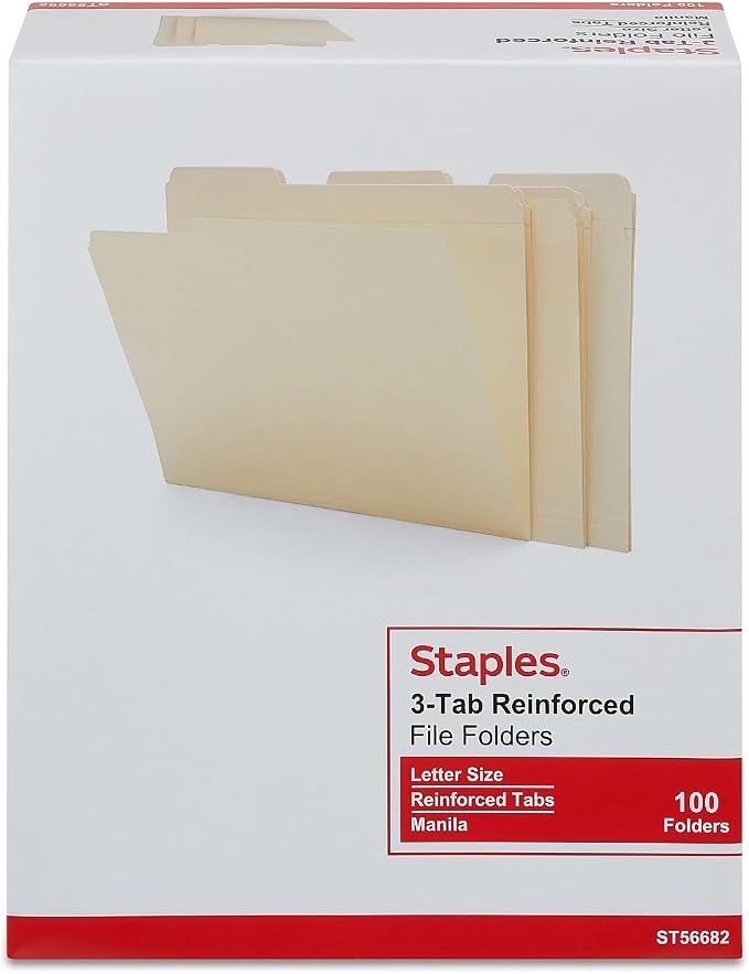 Staples File Folder, Letter Size, Reinforced 1/3‑Cut Tabs, Heavy‑Duty Paper - Image 7
