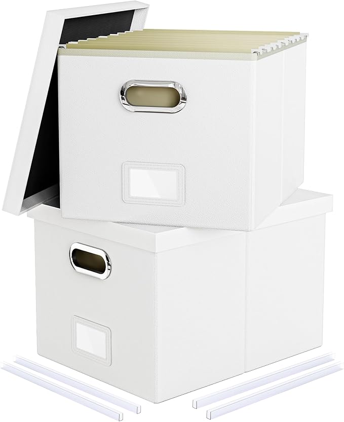 Oterri 2 Pack File Storage Organizer Box, Filing Box, Portable File Box by Oterri
