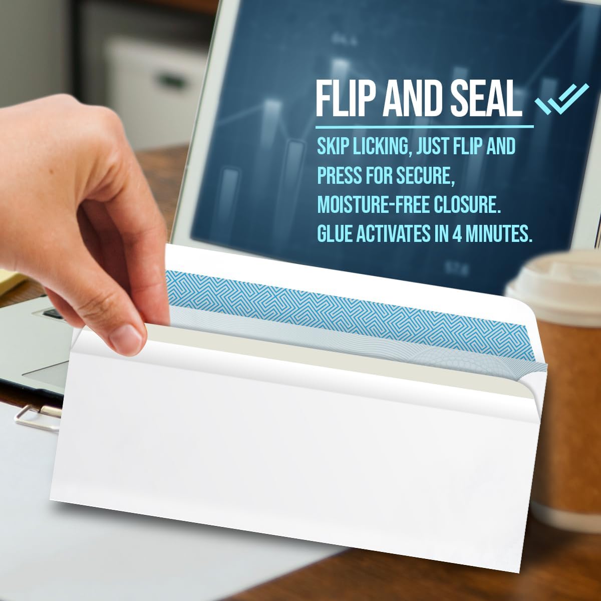 Compuchecks Double Window Envelopes #8- Flip and Seal Flap, Security Business Mailing Check Envelopes - Tamper Evident, Security Tint - 250 Count – Guaranteed to fit QuickBooks Checks