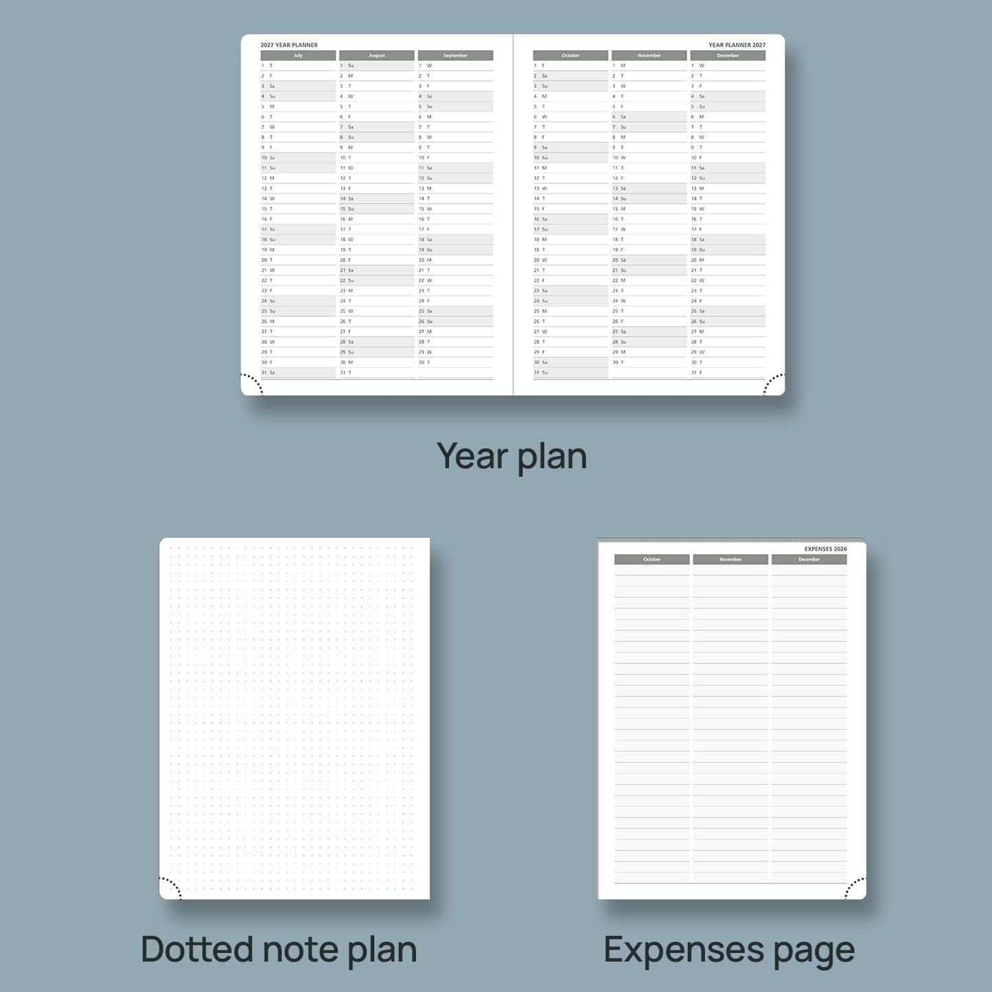 POPRUN 2026 Planner (Medium - 6.5'' x 8.5'') - 2026 Weekly Calendar ((Jan. 2026 - Dec. 2026) with Hourly Time Slots, Weekly/Monthly Appointment Book for Time Management - Leather Soft Cover - Grey