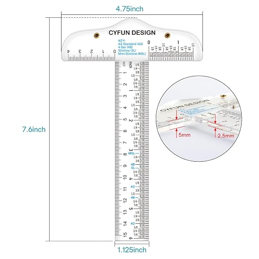 5PCS 6''/12 '' Acrylic Clear Edge Rulers T-Square Ruler, inches and Metric - Image 2