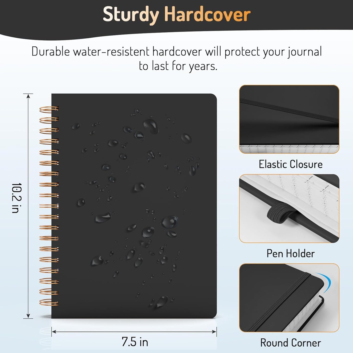 Forvencer Lined Spiral Journal Notebook with 300 Numbered Pages, B5 College Ruled Thick Journals for Writing with 100GSM Paper, Hardcover Notebooks with Contents for Work, School,olive green