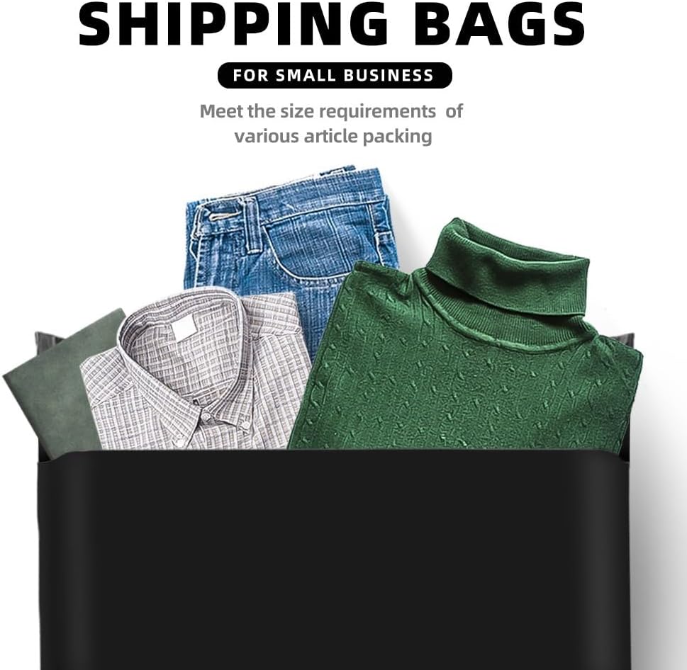 POLYSELLS 100 pcs 24x24 Inches Black Poly Mailers Shipping Envelopes, Strong Adhesive Sealing, Waterproof, and Tear-resistant Postal Mailing Bags for Clothing, Books, and Accessories