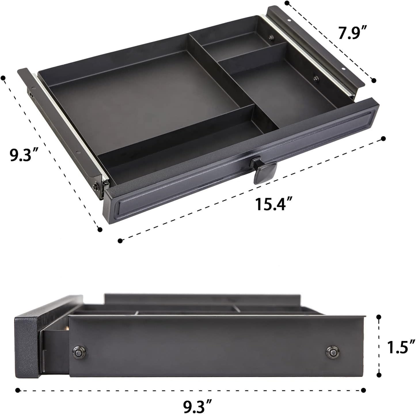 GOME Under Desk Slide out Pencil Drawer with Space Divider Design for Storing Pencil and Office Accessories, Underdesk Pull out Tray Organizer Mounted for Sit Stand Workstation