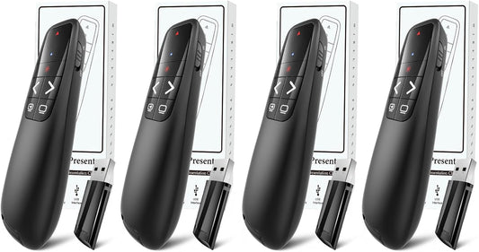 (4 Units) Wireless Presenter Remote, Clicker for Laptop PowerPoint Presentations Pointer, RF Computer Clicker for Presentations Remote, Slideshow/Smartboard/College/Classroom/PPT Clicker