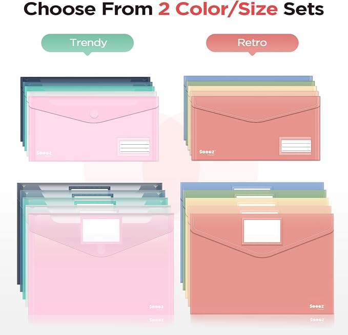 Sooez 40 Pack Plastic Envelopes, Plastic File Folder, Folders - Image 2