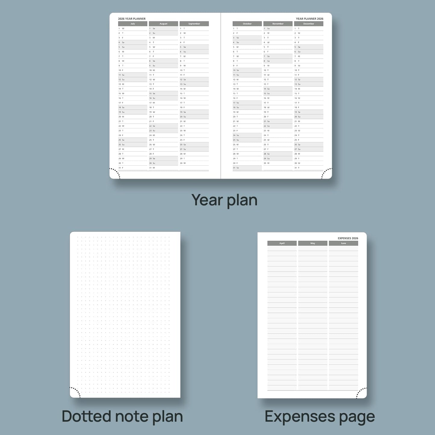 POPRUN 2026 Daily Planner One Page Per Day A5 Size Calendar (5.75" x 8.5") - 12 Months Hourly Appointment Book with Hardcover, Pocket, Pen Holder - Midnight Green