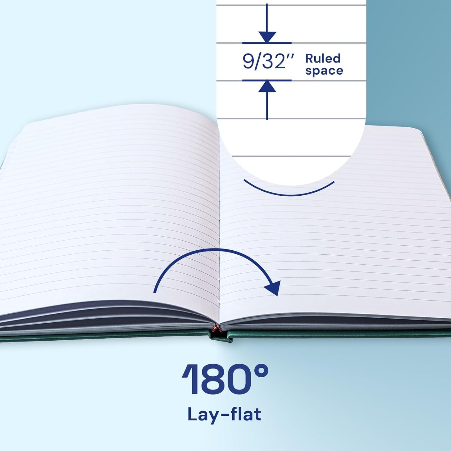 A4 Lined Journal Notebook, 8mm Ruled Notepad, Journaling for Writing, Work, School, Travel and Note Taking, Hardcover 160 Pages (80 Sheets) 8.27 x 11.6 inches (Blue)