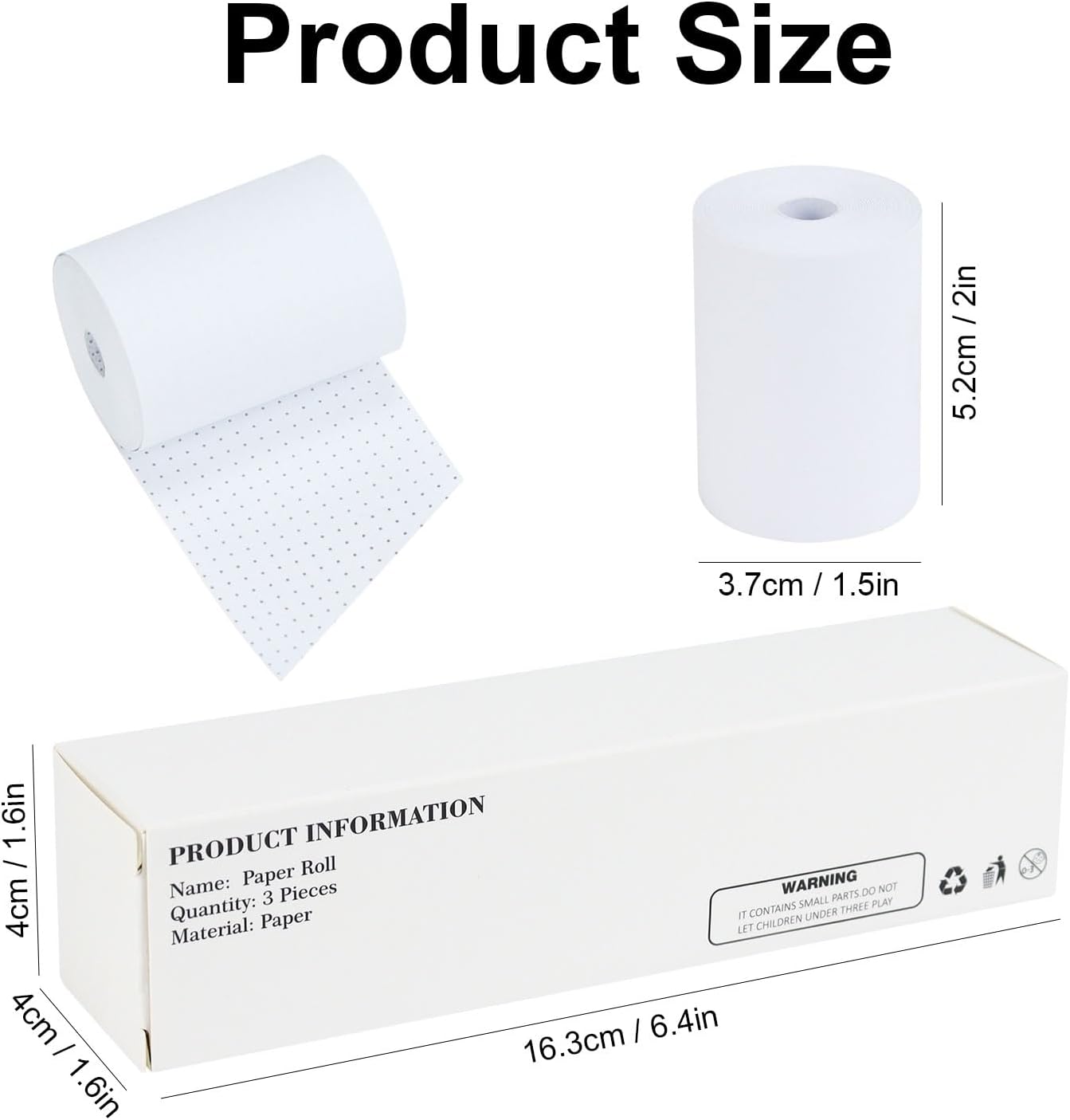 Buqoo Receipt Paper Rolls, a 2-inch 36FT Roll Paper Dispenser for use in the rotary dispenser. Desktop grocery list sticky note paper - 3 rolls per box