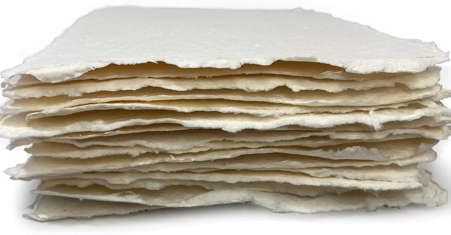 Wanderings Thick Handmade Watercolor Paper with Deckled Edge - 9x12-500GSM Premium Ivory Cold-Pressed Textured Mixed Media Paper Made with Recycled Cotton - 15 Loose Leaf Sheets