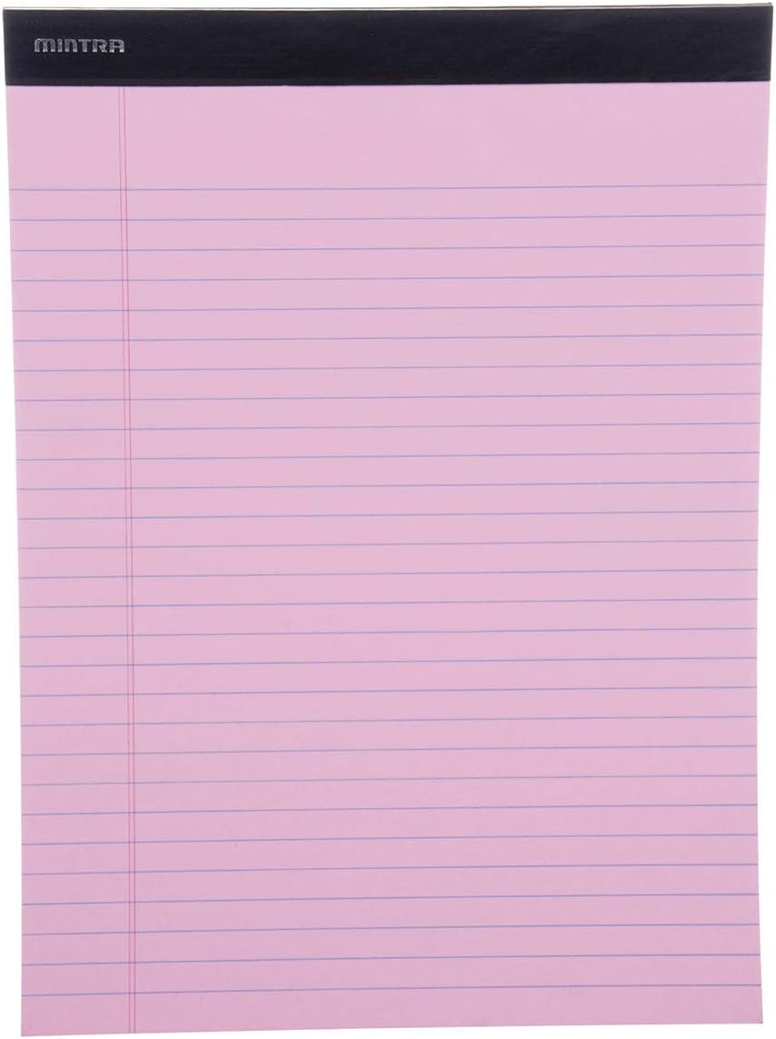 Mintra Office Legal Pads - ((BASIC PASTEL 6pk, 8.5in x 11in, WIDE RULED))