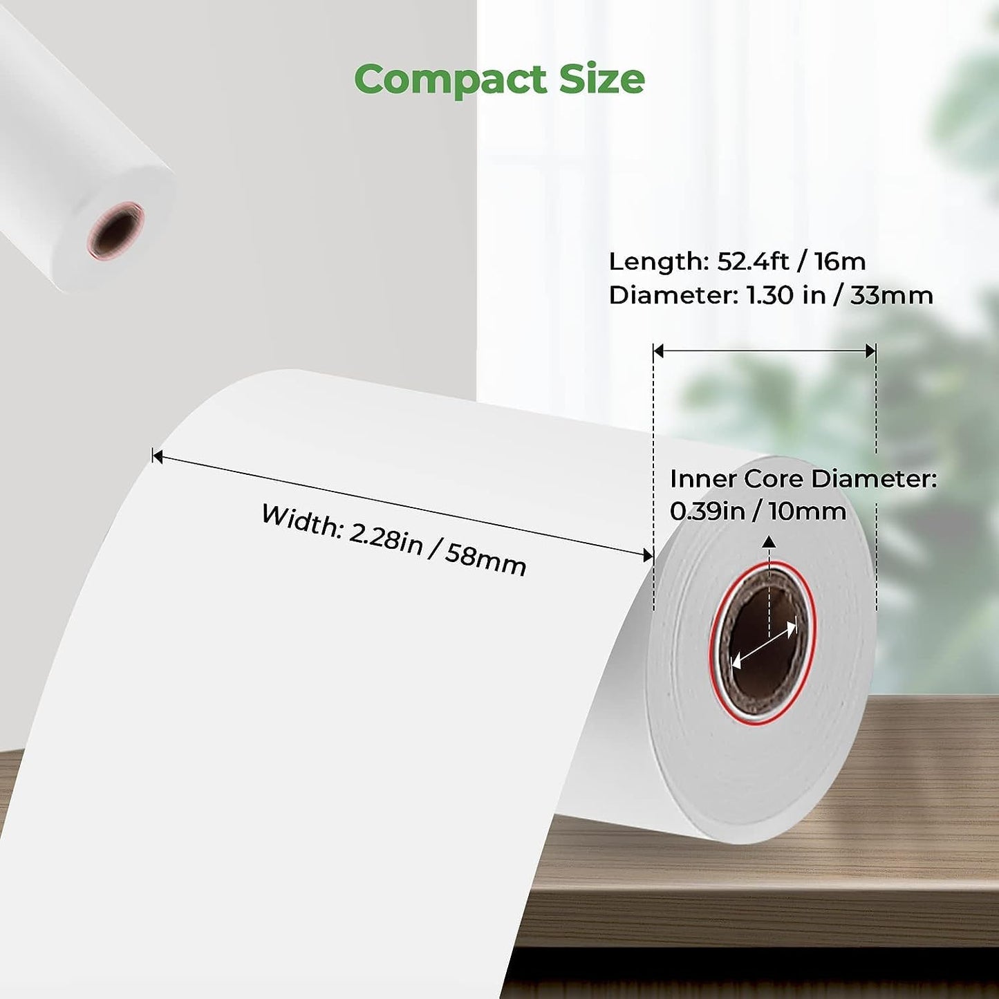 MUNBYN 2 1/4" x 50' Thermal Receipt Paper (5 Rolls), 58mm BPA Free Receipt Paper Fits All 58mm Mini Thermal POS Printer, Square Terminal Credit Card Machines