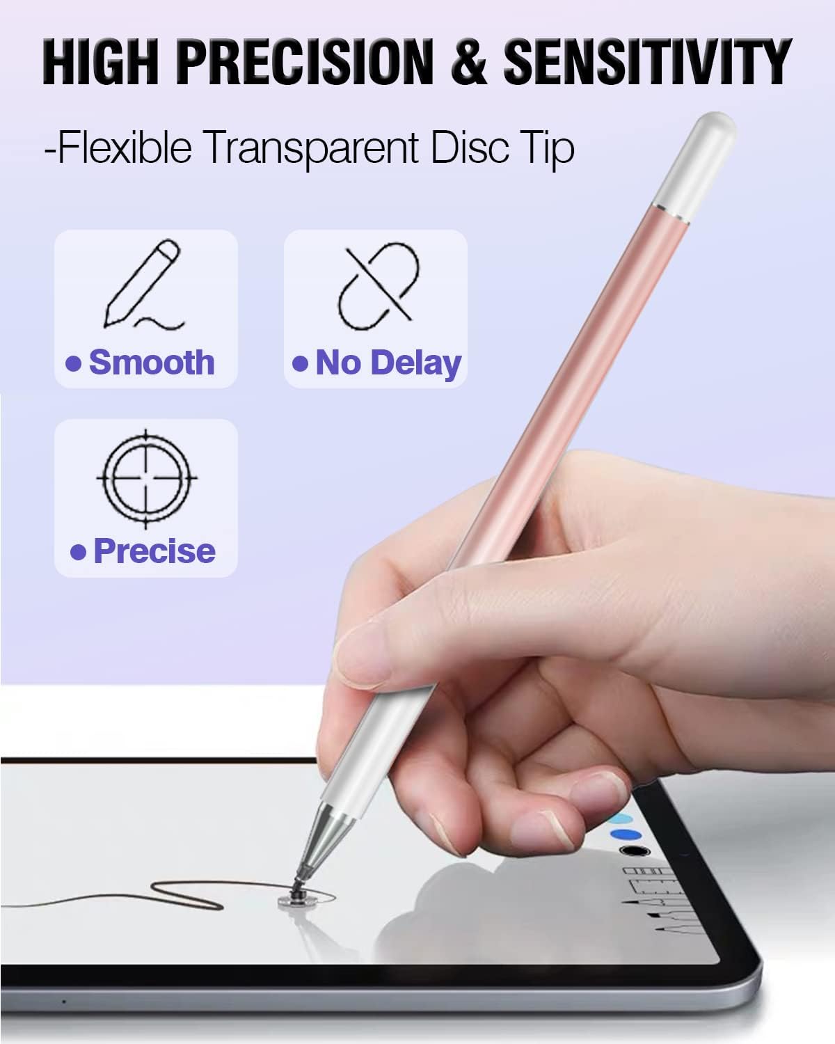 Stylus Pens for Touch Screens, 2 in 1 High Precision Universal Stylus Pen for iPad Compatible with Apple, iPhone, iPad, Android, Samsung Tablets, Phones, 3 Pack -Blue, Green, Pink