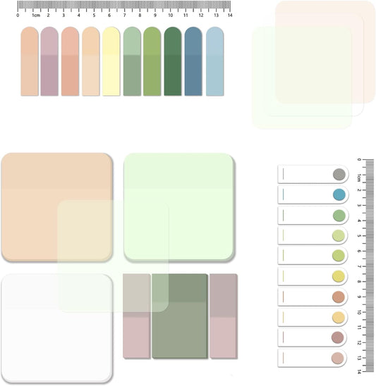 BAYTORY 700 Sheets Pastel Transparent Sticky Notes, Clear Waterproof 3 x 3 inch See Through Memo Pad, Self-Adhesive Translucent Writable Index Tabs for Annotating Books, Study Stationary Supplies