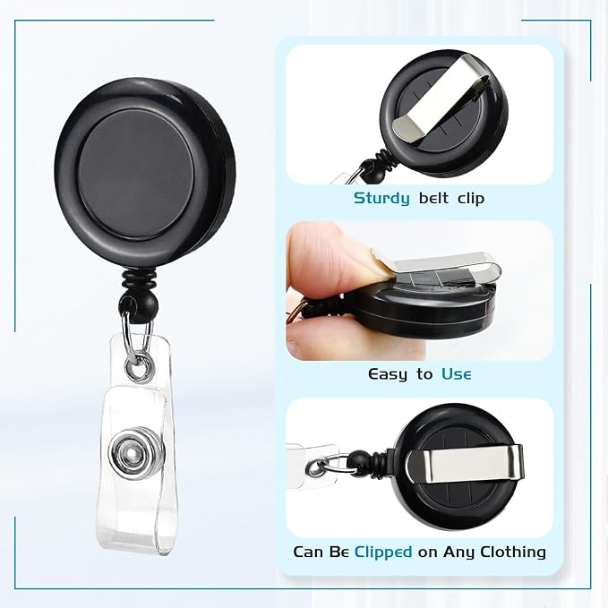 2 Pack Retractable Name Badge Holder Reel - Image 2