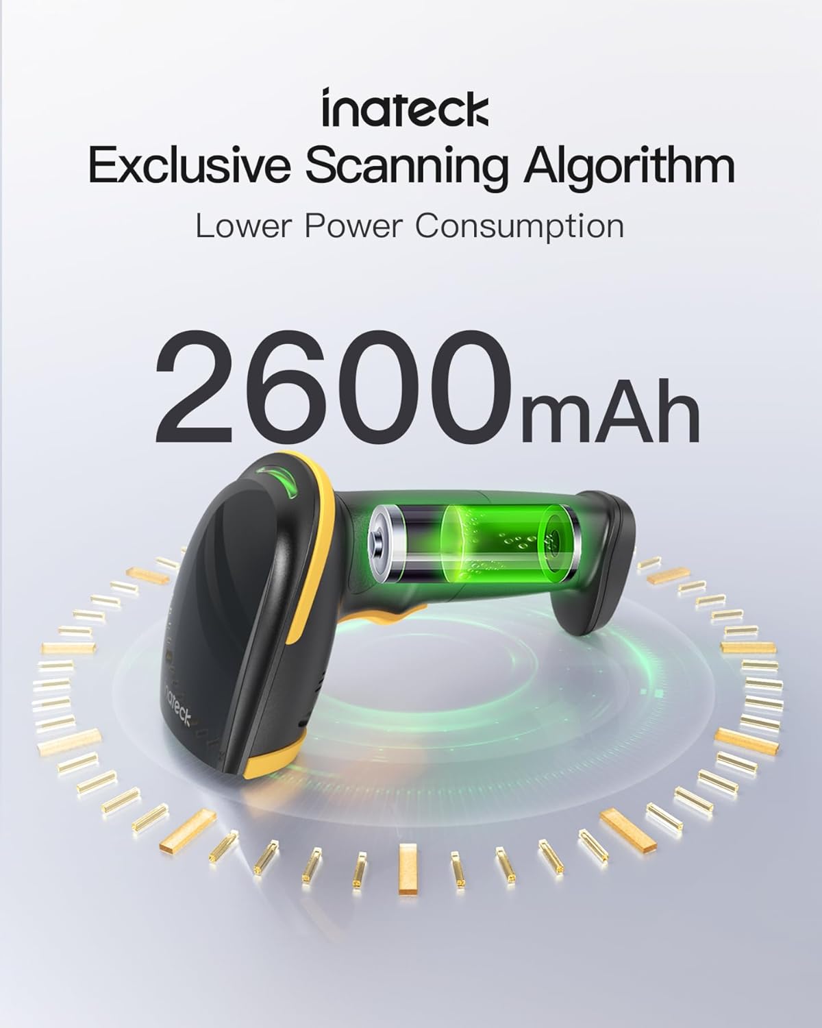 Inateck 2D Barcode Scanner, Wireless Bluetooth QR Barcode Scanner, Handheld Scanner with APP and SDK, 1 Charge for 3 Months, BCST-23