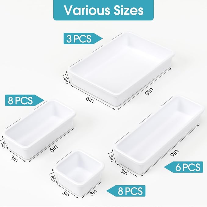 25 PCS Drawer Organizer Set, 4 Size Makeup Drawer Divider Organizer - Image 2