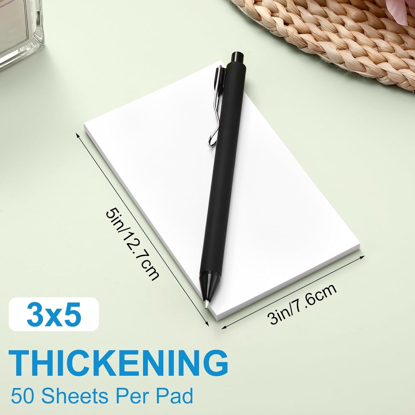 Fainne 3 x 5 Inch Paper Note Pads White Memo Pad Blank Writing Memo Scratch Paper for Waitress Waiter Book to Do Grocery List Small Notebook Restaurant Checkbook, White(90 Pack)