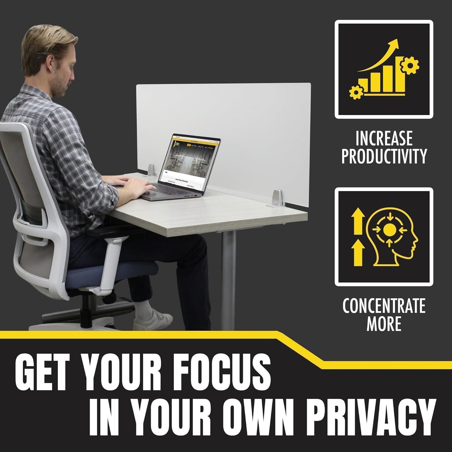 OBEX Clear Acrylic Desk Mounted Privacy Panel, 24" x 42", Clear