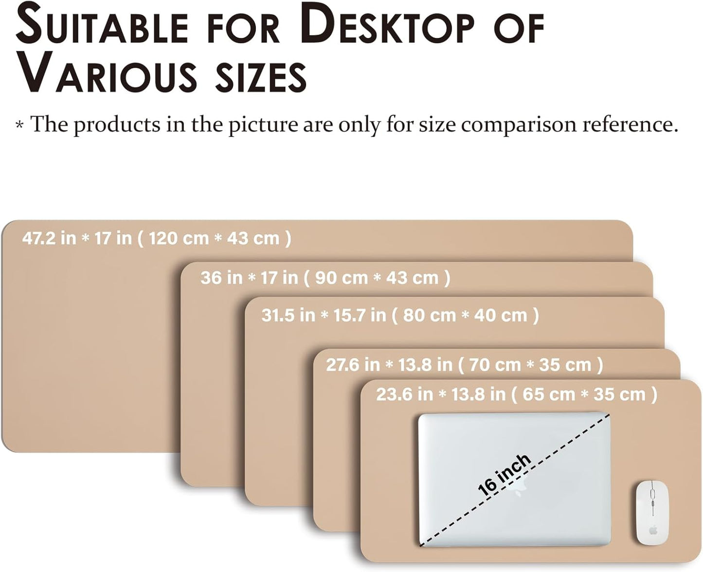 Leather Desk Mat - Non-Slip PU Desk Pad for Office and Home - Desk Organization and Accessories - Ideal for Large Mouse Pad and Desk Mats on Top of Desks (Apricot,31.5"x 15.7")
