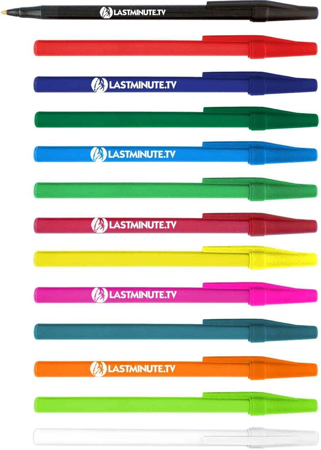 Personalized Stick Pens With your Custom Logo or Text-500 Pack Bulk-for Businesses, Parties, and Events, Custom Printed Slim Ballpoint Pens Colored with Cap, Assorted Colors, Black Ink